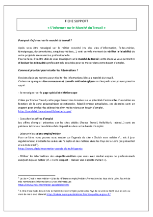 Fiche-support Information sur le Marché du Travail