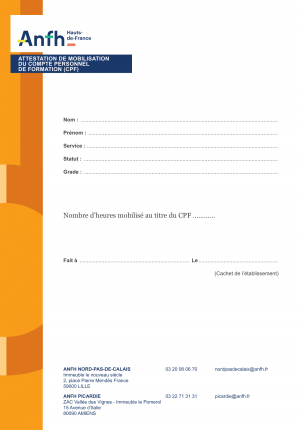 ATTESTATION DE MOBILISATION DU COMPTE PERSONNEL DE FORMATION (CPF)