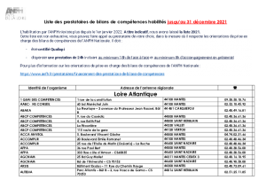 Liste des prestataires 2021