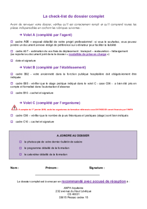 Check-list pour un dossier complet