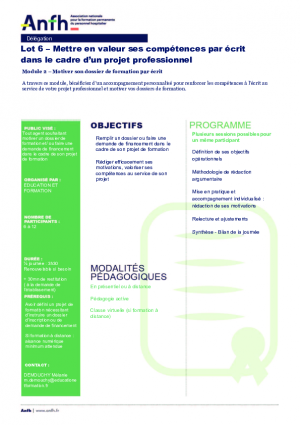 Motiver son dossier de formation - Programme