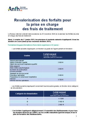 Note revalorisation des frais de traitement