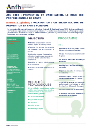VACCINATION MODULE 1 : un enjeu majeur de prévention en santé publique