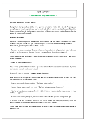Fiche-support Réaliser une enquête-métier