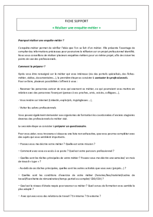 Fiche-support Réaliser une enquête-métier 
