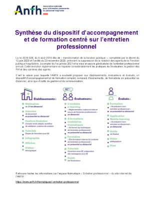 Synthèse du dispositif d'accompagnement à l'entretien professionnel