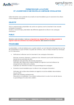CAMPAGNE D'EVALUATION 