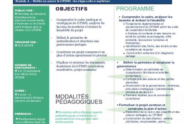 Accompagnement proposé par l’ANFH à la structuration et à la mise en œuvre des futurs GTSMS