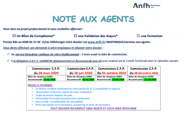 Retrouvez nos dates des commissions CFP 2020