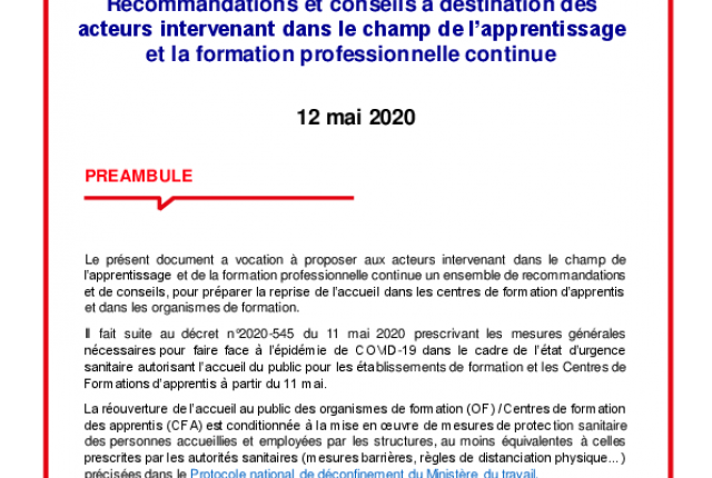 Crise sanitaire - dispositions spécifiques pour les formations obligatoires et l'accueil en formation